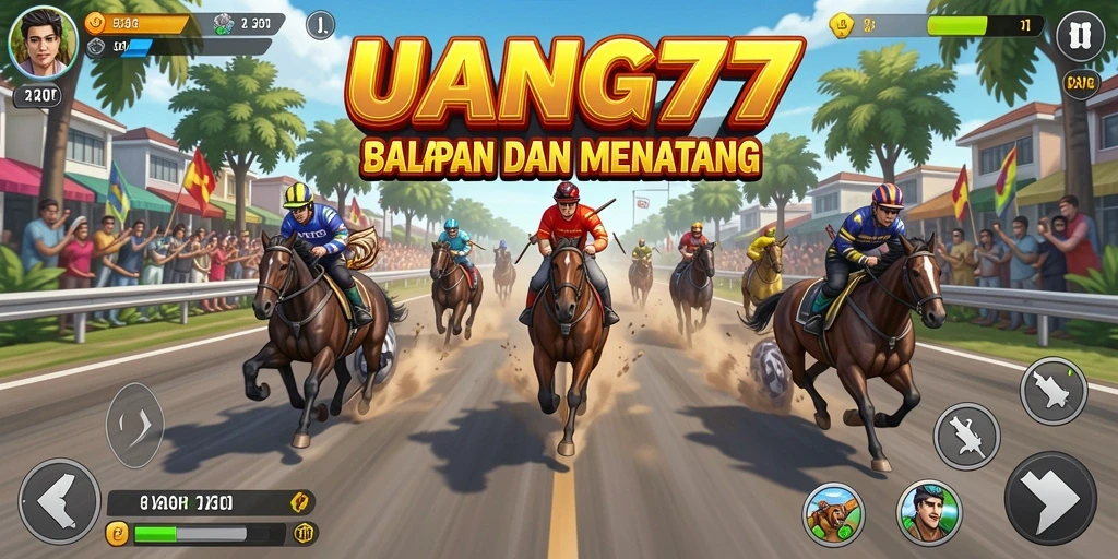 Screenshot gameplay UANG77 menampilkan kecepatan dan ketegangan balapan.